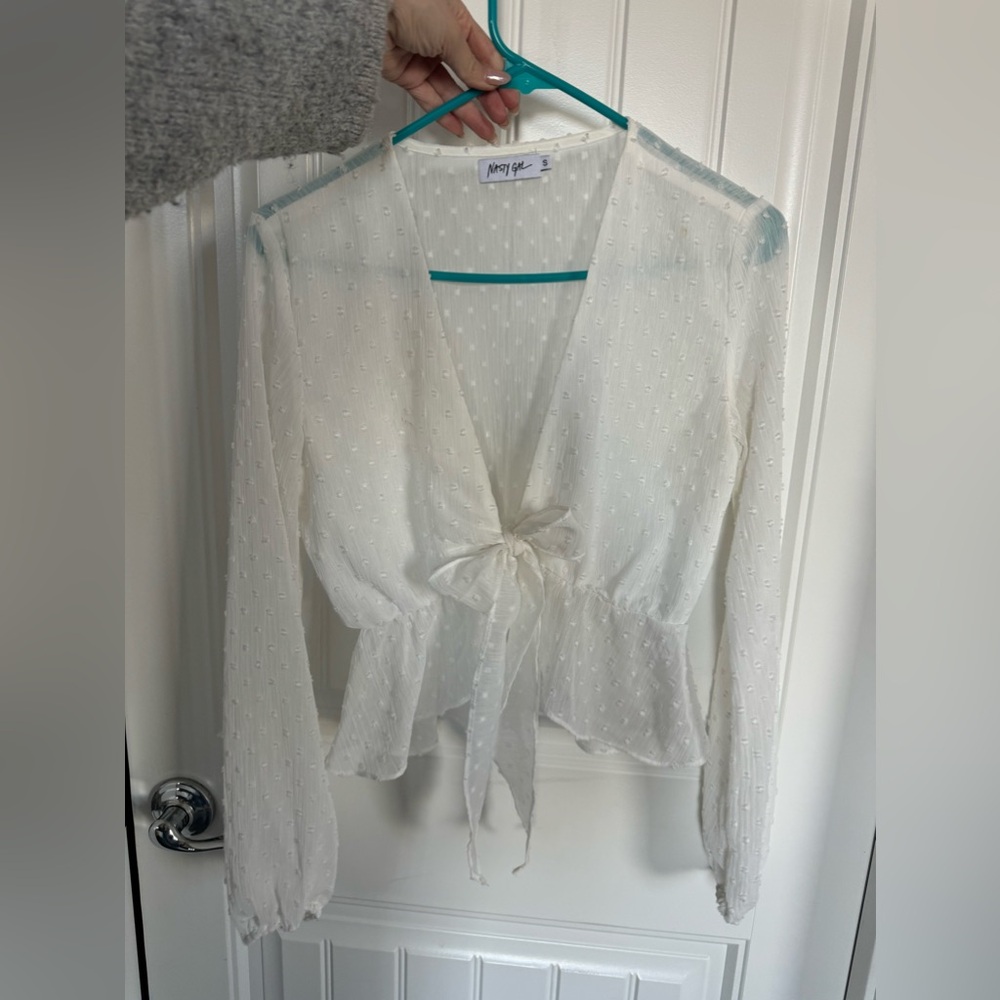 white shear blouse